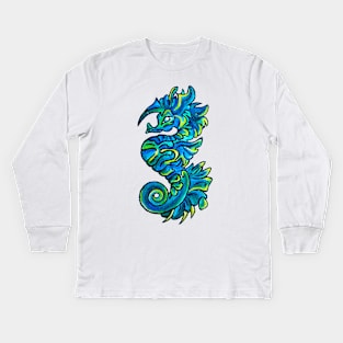 Tribal Seahorse Art Kids Long Sleeve T-Shirt